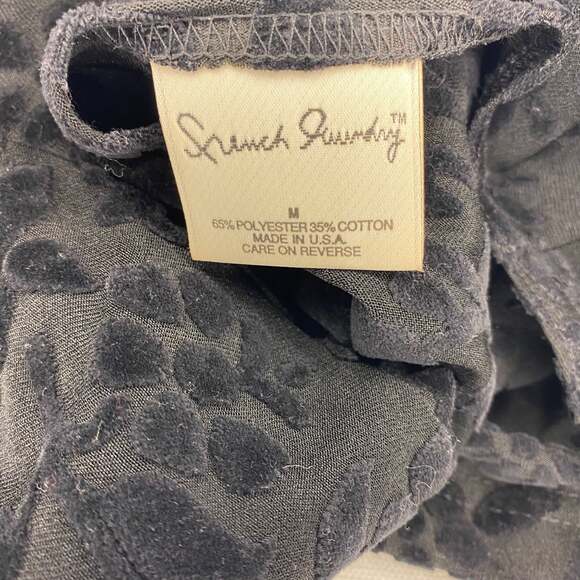 French Laundry Sz M Black Long Sleeve Velvet Floral goth witchy vampire classic - Picture 5 of 8